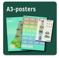 Omslag för 'Havsäventyret, Tryckt poster (A3) med ljudfigurer, del 2 - Bokstavsön - map-1003'